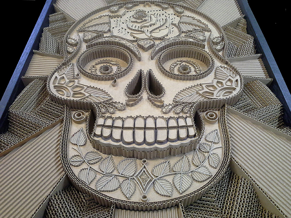 cardboard art of skull