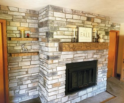 For a quick and affordable touch of high-end appeal, Custom Stone House can add stone to a fireplace, create an accent wall, or do a foundation wrap