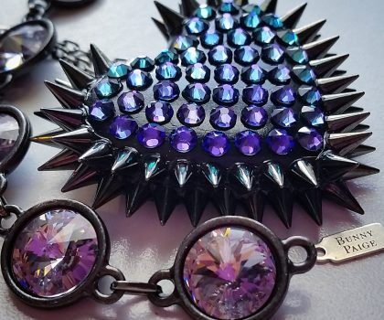 Heliotrope Spiked And Paved Heart Necklace Bracelet Bunny Paige Tag