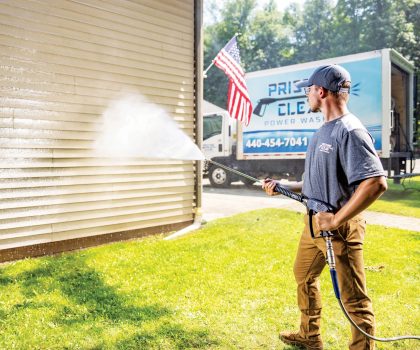 Pristine Clean can eliminate algae, moss, dirt and grime from your home’s siding, roof and concrete