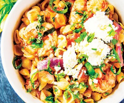 The Starving Chef Recipe: Creamy Lemon Basil Shrimp Pasta with Goat Cheese