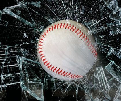 The new  baseball through the window